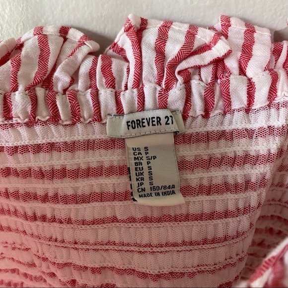 Forever 21 Crop Top Tank Stretchy Red and White Striped - Picture 4 of 6